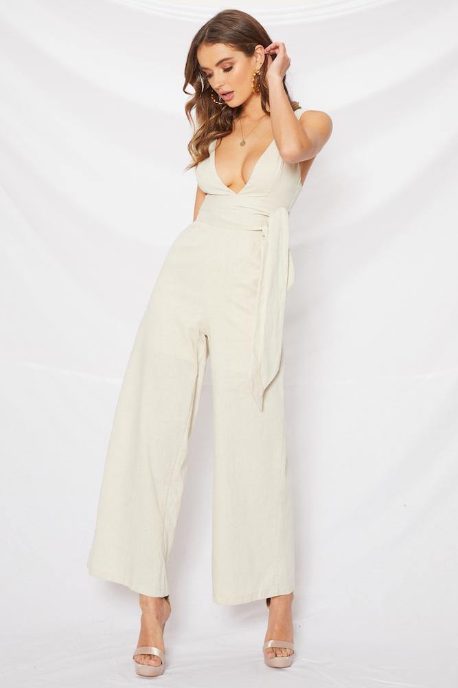 Have To Tell Jumpsuit Beige