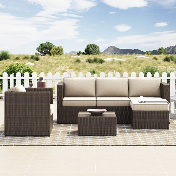 Corvus Trey Outdoor 6piece Aluminum Resin Wicker Sofa Set