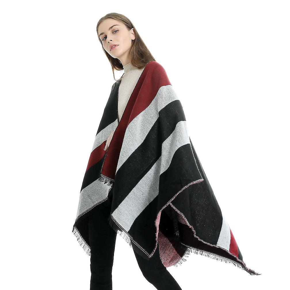 Winter Cape Open Front Poncho Warm Cardigant With Tassel For Lady