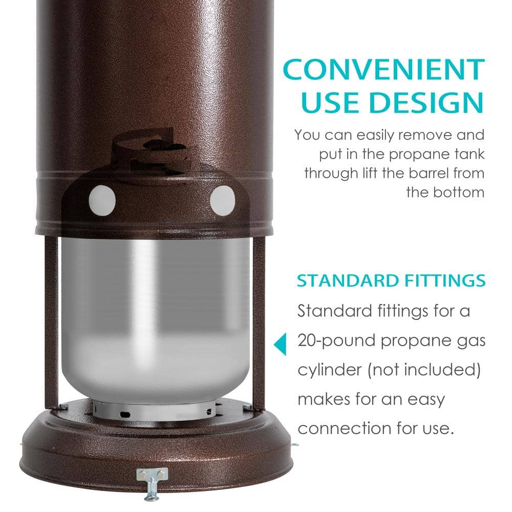 Nuu Garden 46,000 BTU Bronze Steel Propane Gas Patio Heater with PVC Protect Cover AH003-C