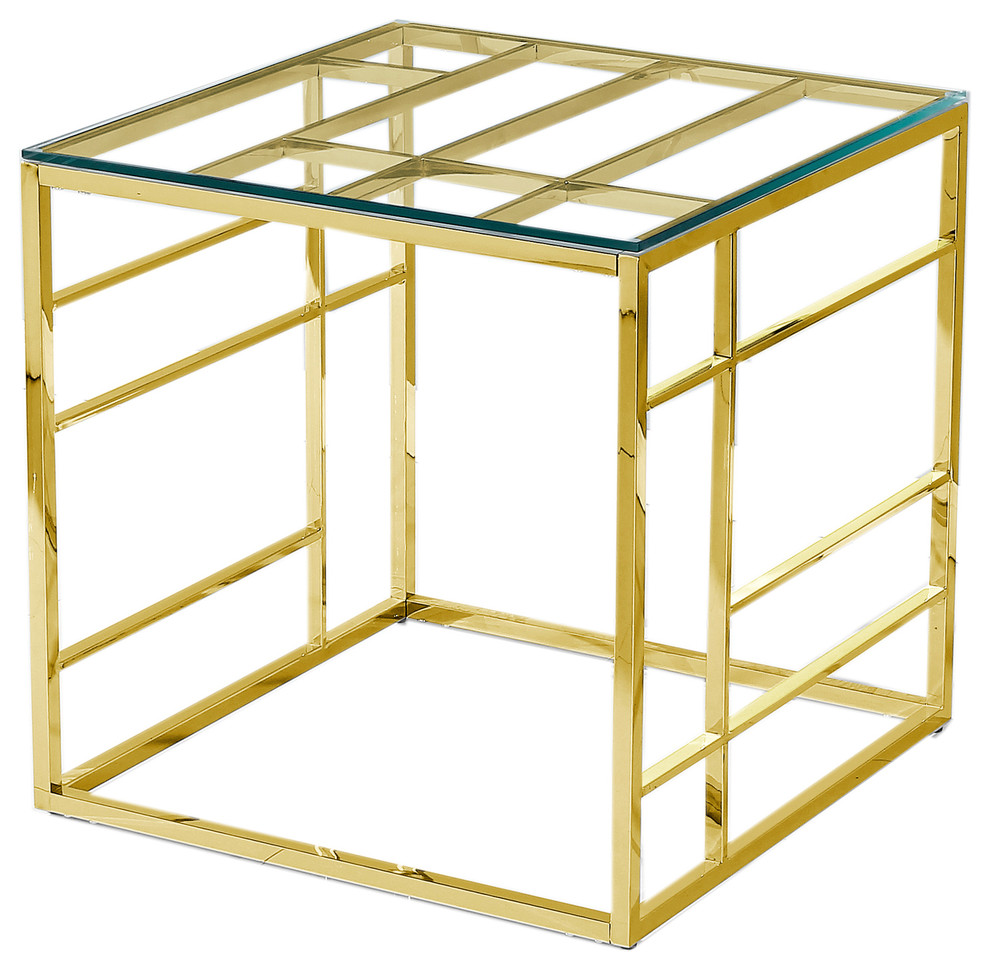 Clear Glass Square End Table   Contemporary   Side Tables And End Tables   by Best Master Furniture  Houzz