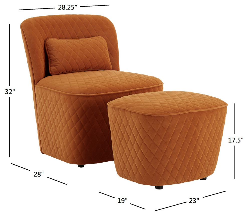 Stevenson Orange Fabric Chair and Ottoman   Contemporary   Armchairs And Accent Chairs   by Inspire Q  Houzz