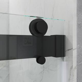 MCOCOD 60 in. W x 60 in. H Double Sliding Frameless Tub Door in Matte Black with Soft-Closing and 38 in. (10 mm) Clear Glass DS13-60x60-BL