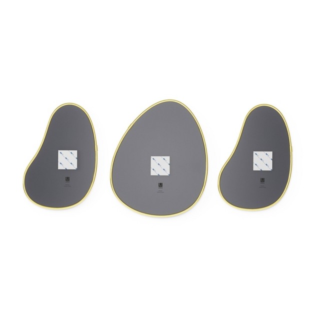 Set Of 3 Hubba Pebble Mirrors Brass Umbra