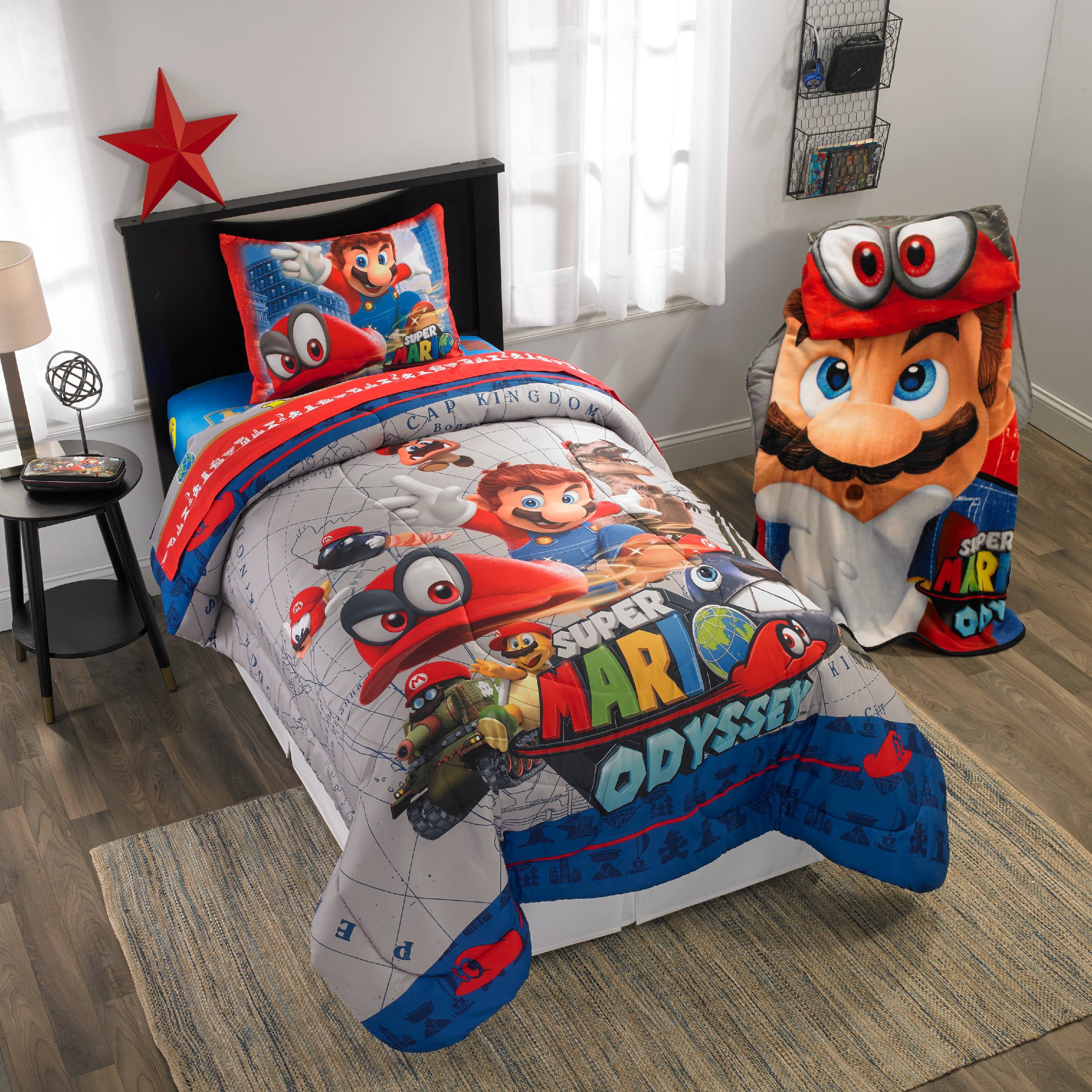 Super Mario Kids Fleece Throw Blanket， 46 x 60， Blue， 