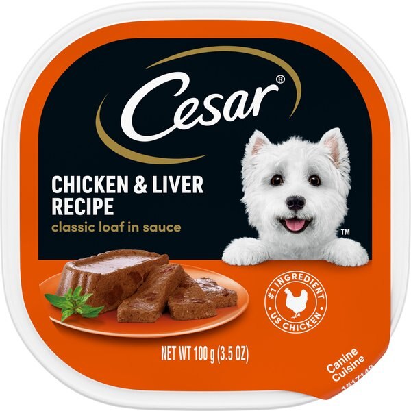 Cesar Classic Loaf in Sauce Chicken and Liver Recipe Dog Food Trays