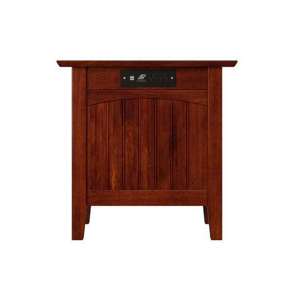 Nantucket Solid Wood Side Table with Built-In Charging in Walnut