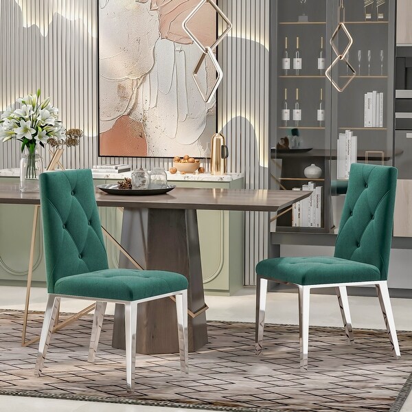 2pcs Modern Luxury Velvet Upholstered Dining Chairs