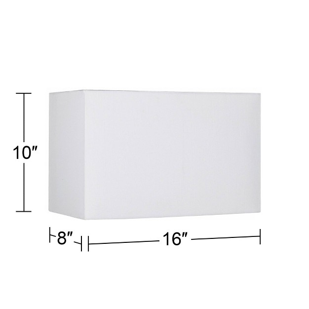 Top X 8 quot Depth X 10 quot High X Lamp Shade Replacement Set Of 2 Medium White Ivory Rectangle Modern Fabric Hardback Spider Harp Finial