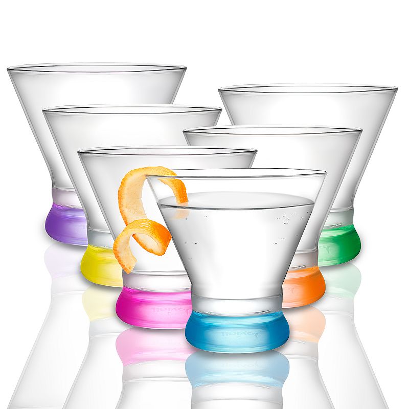 JoyJolt Hue 6-pc. Colored Stemless Martini Glass Set