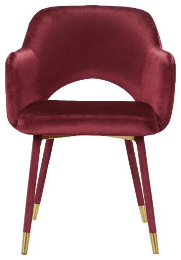 22 quotRed Velvet And Gold Solid Color Parsons Chair   Midcentury   Dining Chairs   by HomeRoots  Houzz