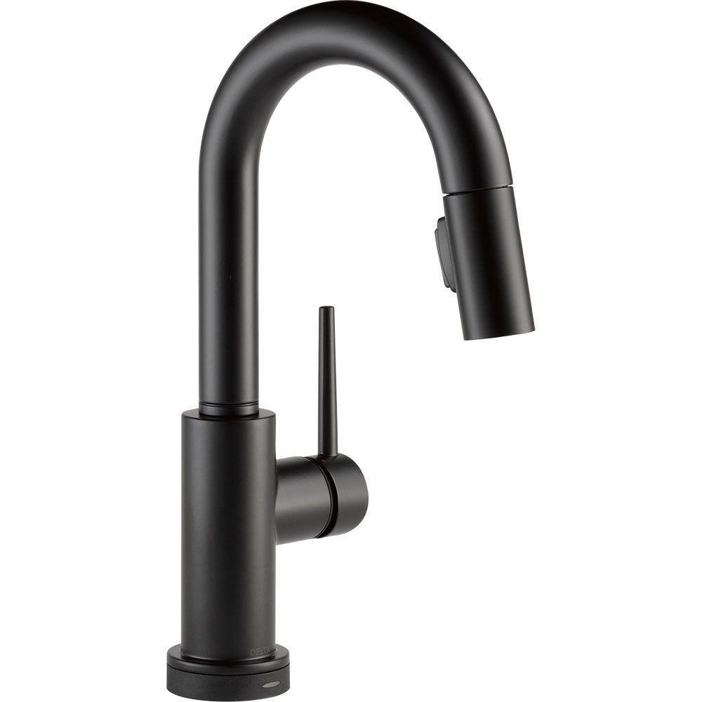 Delta Trinsic Single-Handle Pull-Down Sprayer Bar Faucet Featuring Touch2O Technology in Matte Black 9959T-BL-DST