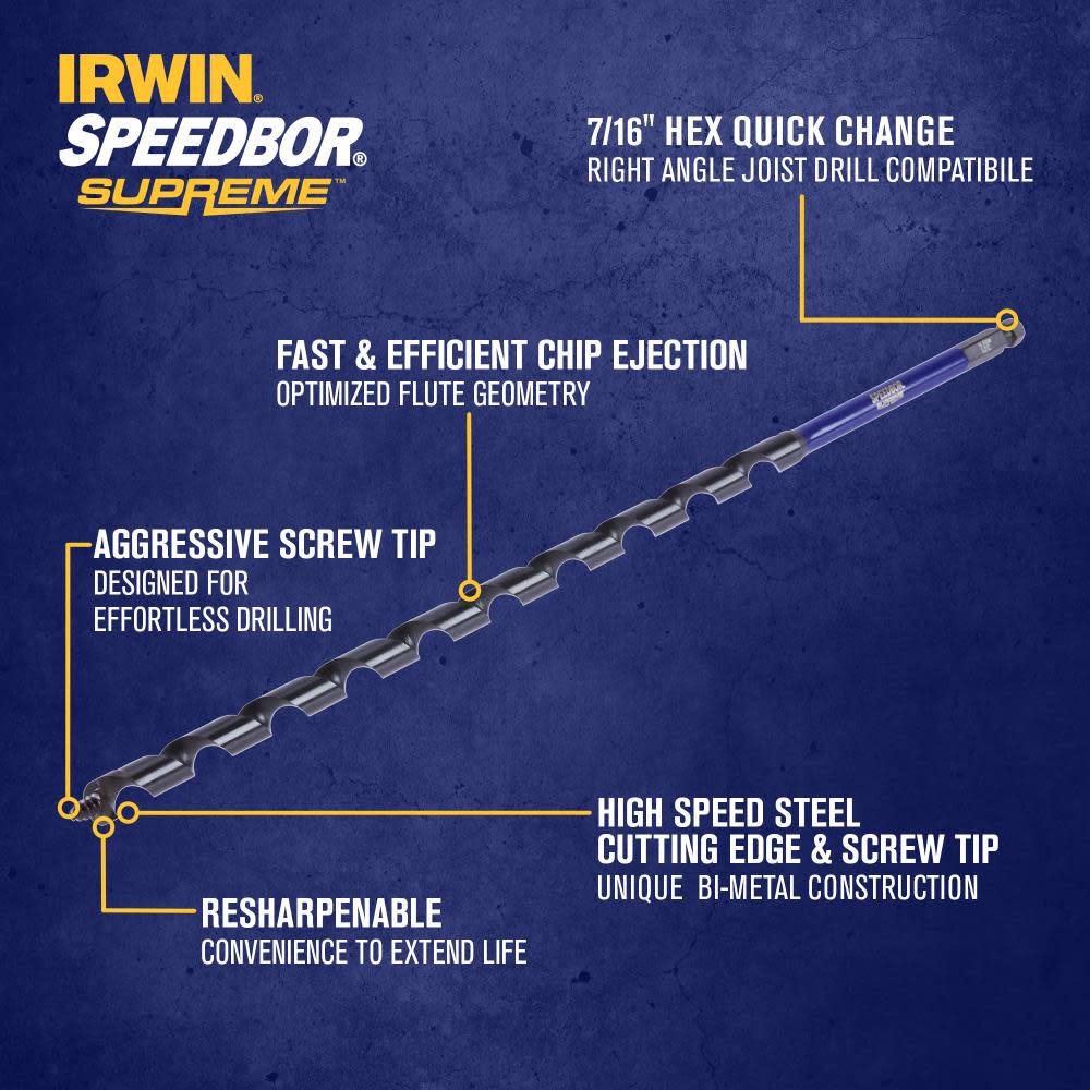 IRWIN SPEEDBOR SUPREME Auger Bit 1/2 X 18