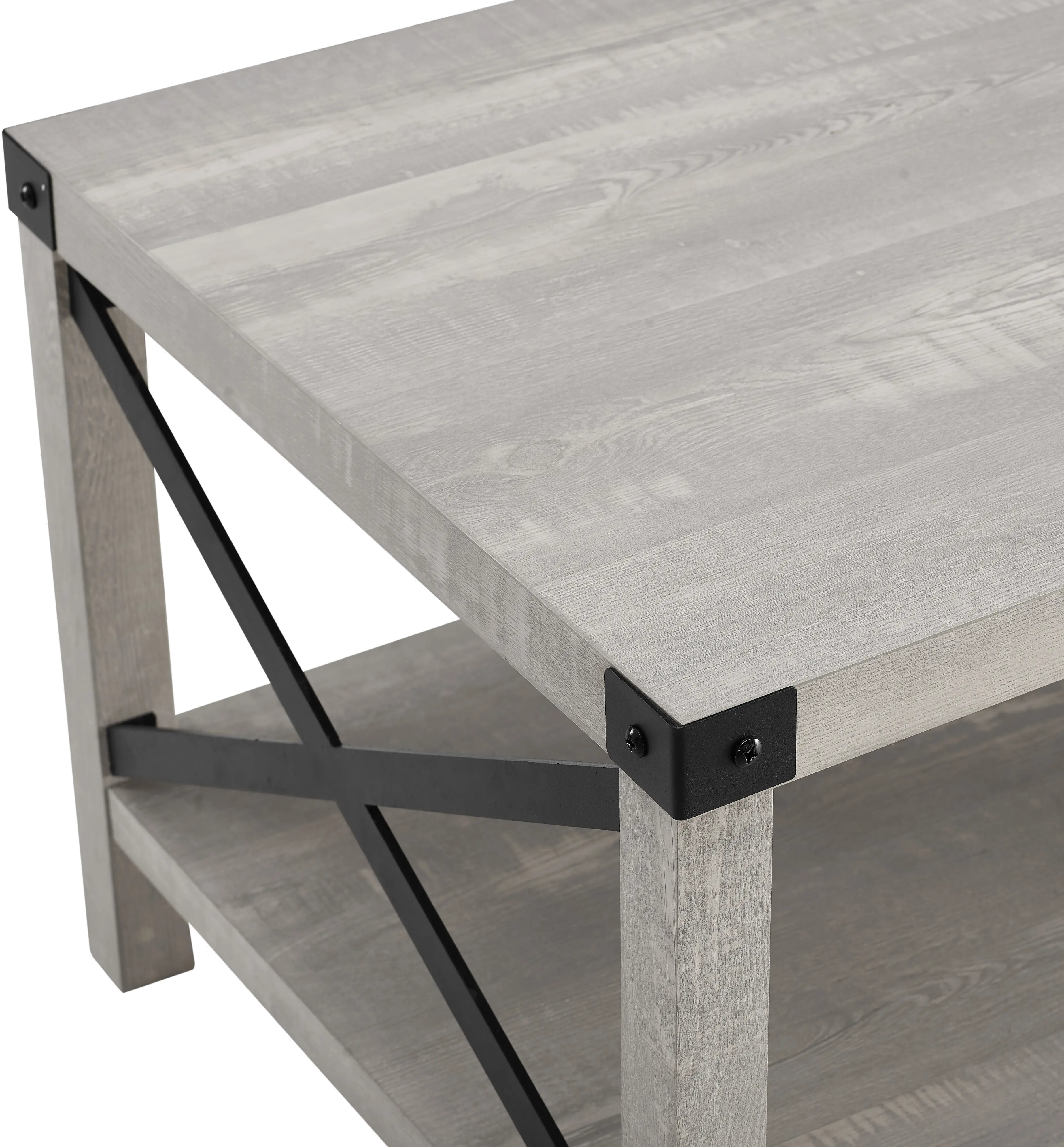 Metal X Stone Gray Farmhouse Coffee Table - Walker Edison