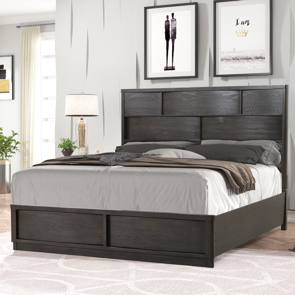 Roundhill Furniture Belani Wood Panel Bed Set， Bed， Dresser， Mirror， and Nightstand， Espresso - - 36183540