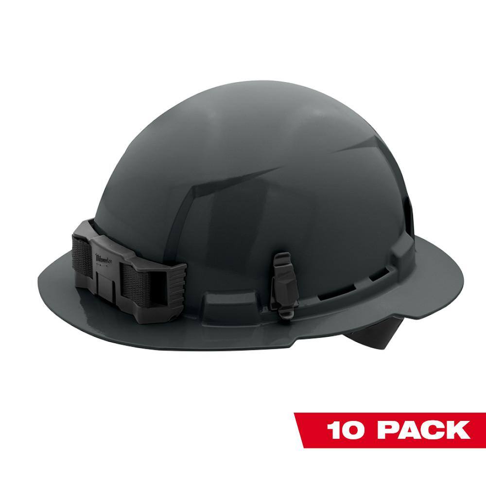 MW BOLT Gray Type 1 Class E Full Brim Non-Vented Hard Hat with 4-Point Ratcheting Suspension (10-Pack) 48-73-1115X10