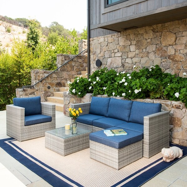 Corvus Trey Outdoor 6piece Aluminum Resin Wicker Sofa Set