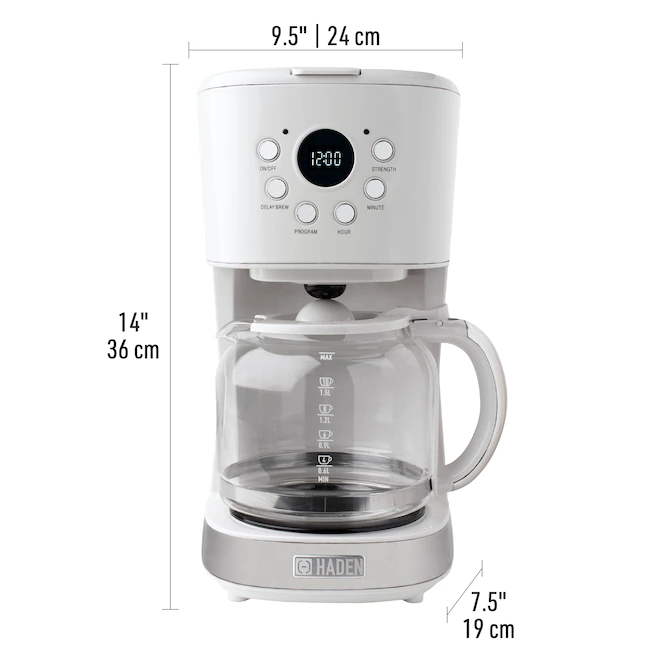 Haden 75061 Heritage 12-Cup Ivory White Residential Drip Coffee Maker， Ivory White