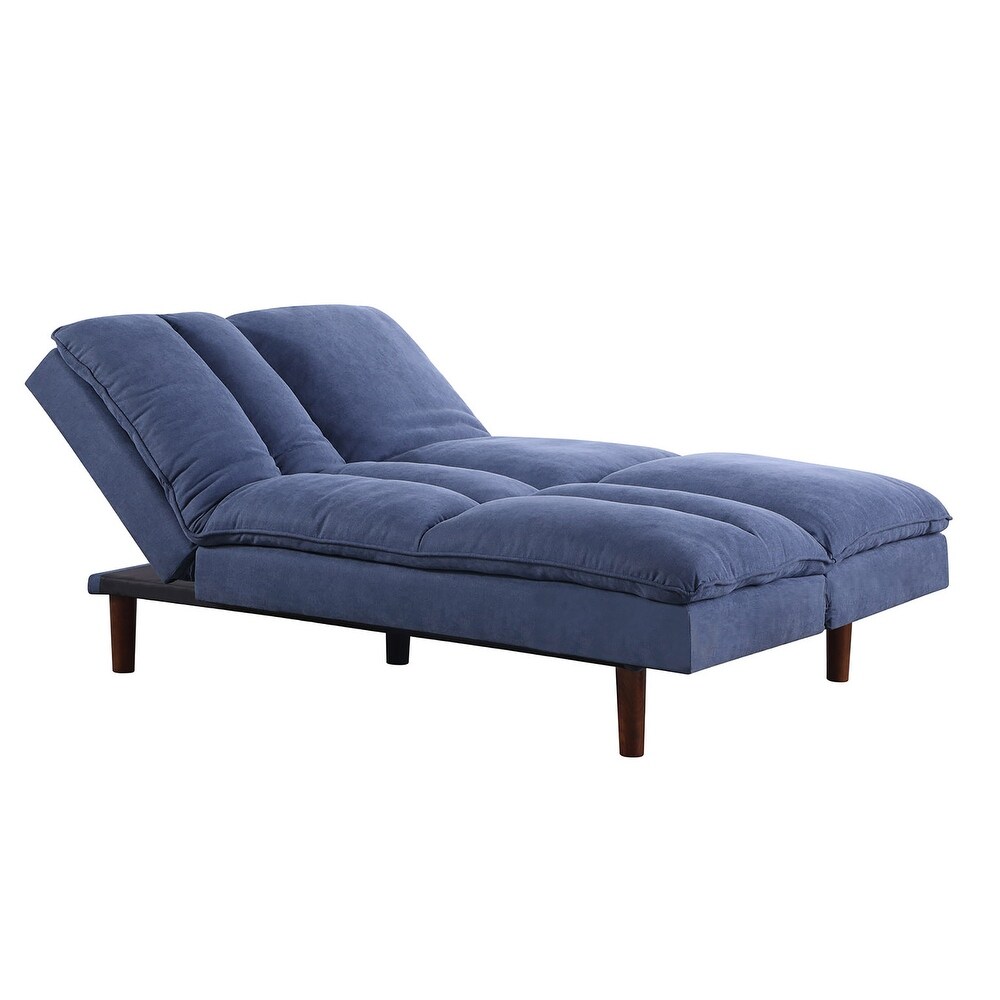 Modern Armless Fabric Blue Sofa Bed Adjustable Folding Sofa   37.01*76.38*41.73 inches