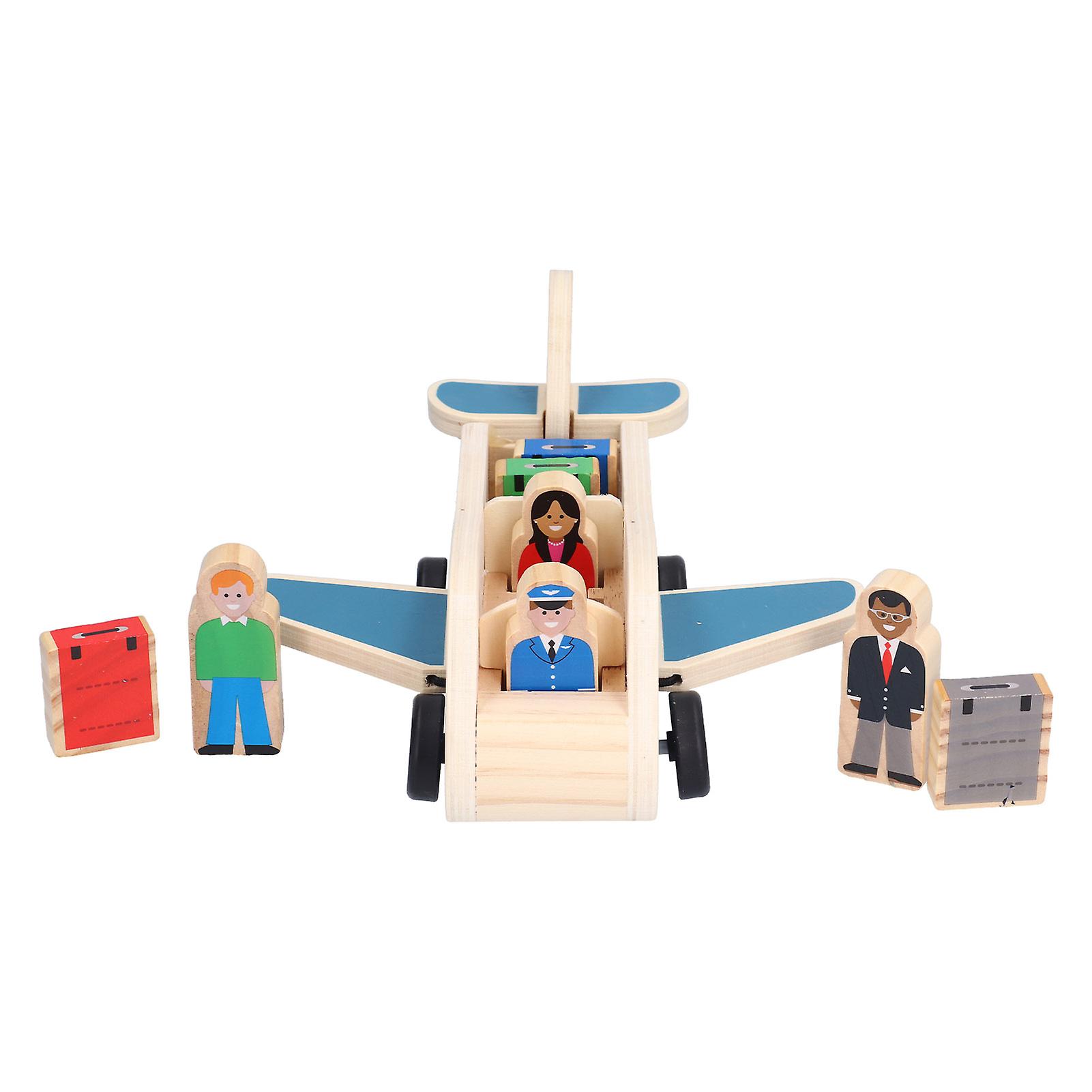 Toddlers Wooden Airplane Play Set Air Passenger Jet Play Toy Educational Airplane Model Toyaircraft