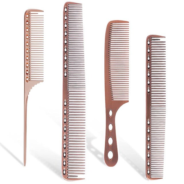 4pcs Professional Stainless Steel Comb Space Aluminum Comb For All Hair Types Hair Styling Comb Fine Cutting Comb Rat Tail Comb Detangling Comb