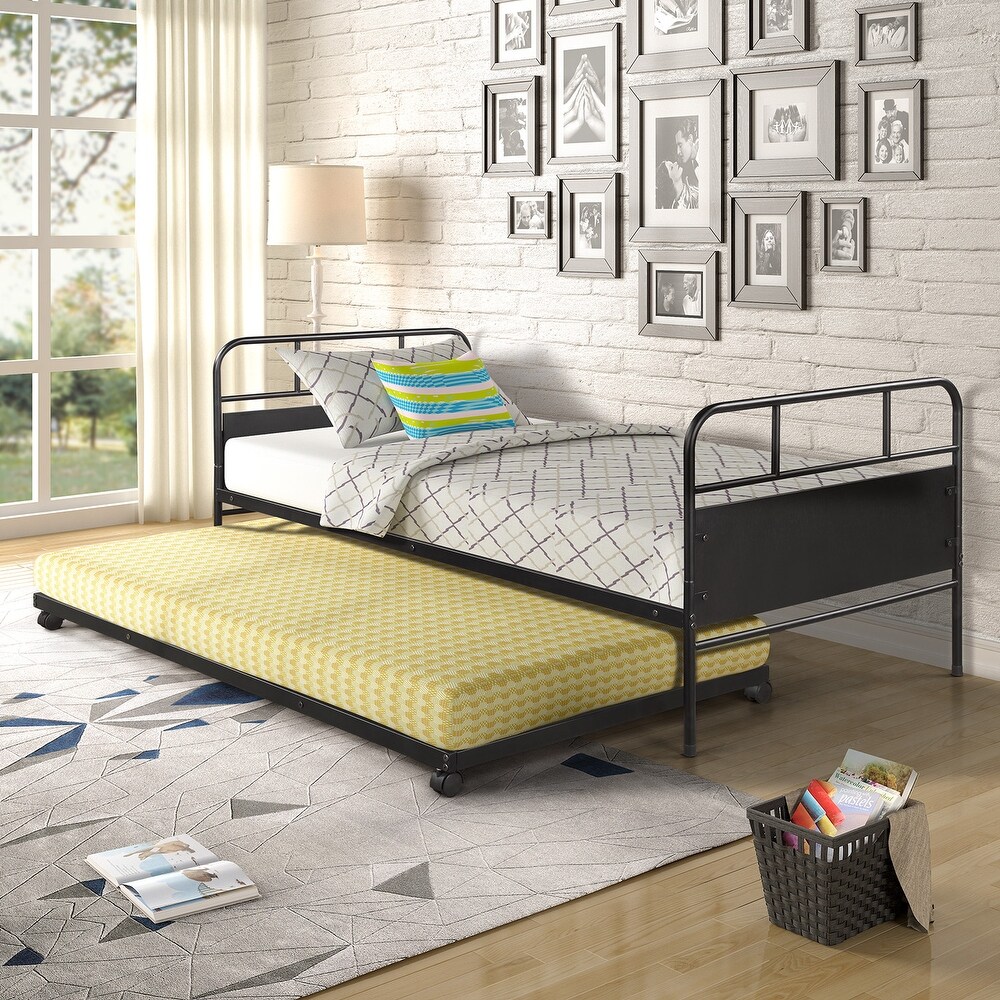 Metal Daybed Platform Bed Frame with Trundle