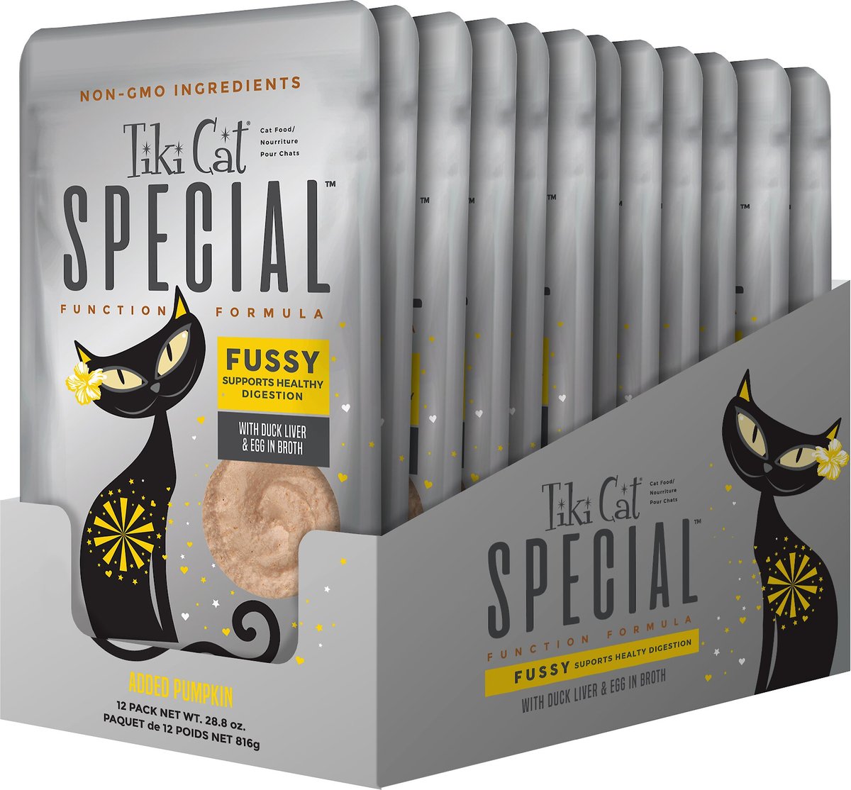 Tiki Cat Special Function Formula Fussy Duck Liver and Egg in Broth Wet Cat Food， 2.4-oz， case of 12