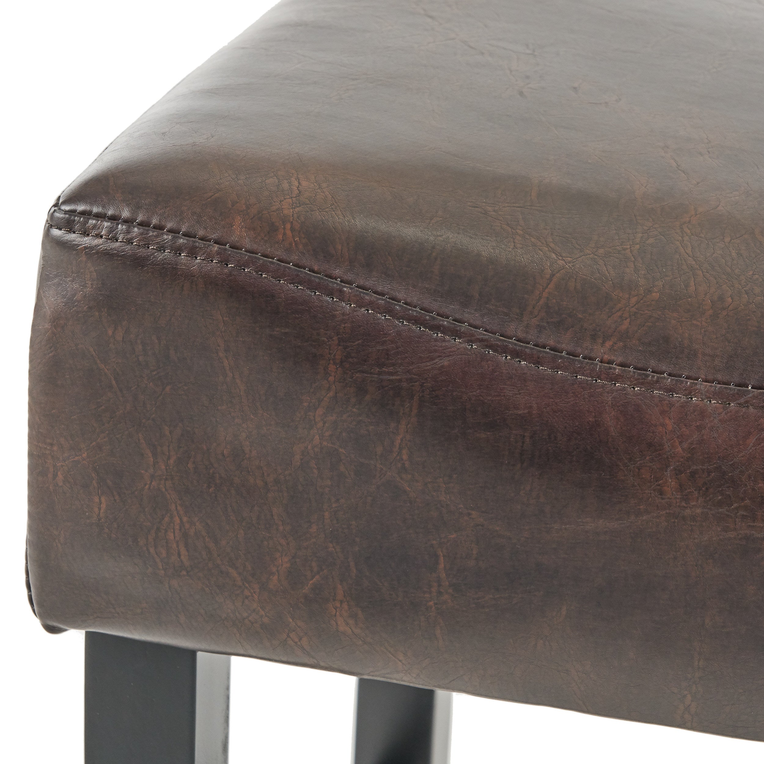 Adler 30-Inch Brown Leather Backless Bar Stool (Set of 2)