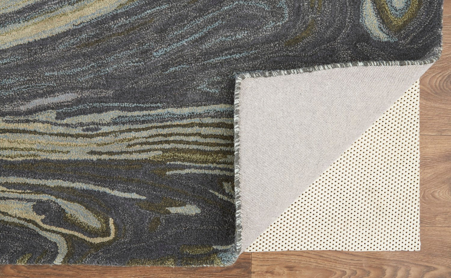 Nakita Hand-Tufted Watercolor Olive Green/Deep Gray/Blue Rug