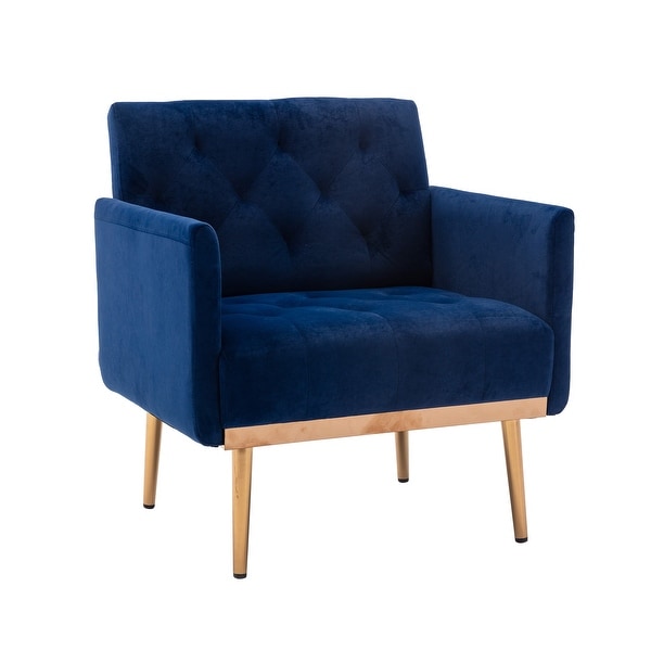 Velvet Upholstered Tufted Accent Chair With Golden feet