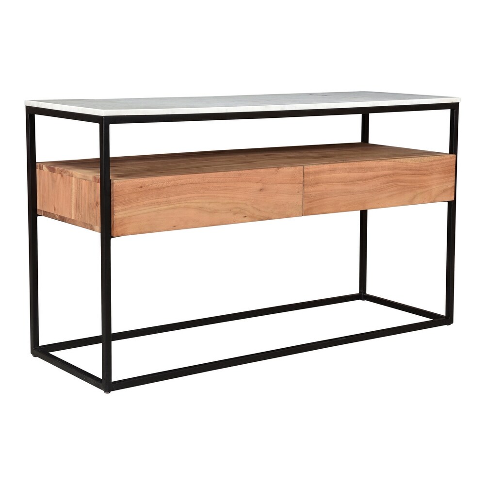 Aurelle Home Kiko Modern Marble Top Console Table with Drawers