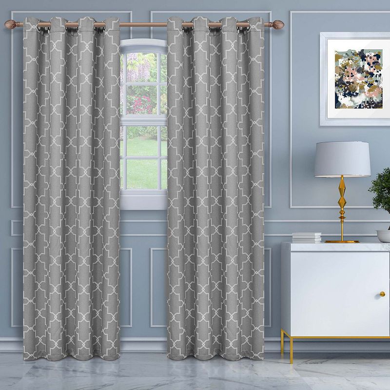 Superior Imperial Trellis Thermal Insulated Pair of 2 Blackout Window Curtain Panels