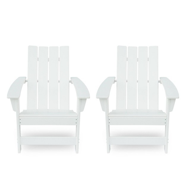 Encino 2pk Resin Contemporary Adirondack Chairs White Christopher Knight Home