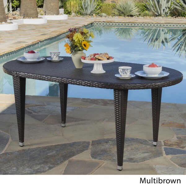 Dominica Outdoor Oval Wicker 69inch Wicker Dining Table by Christopher Knight Home