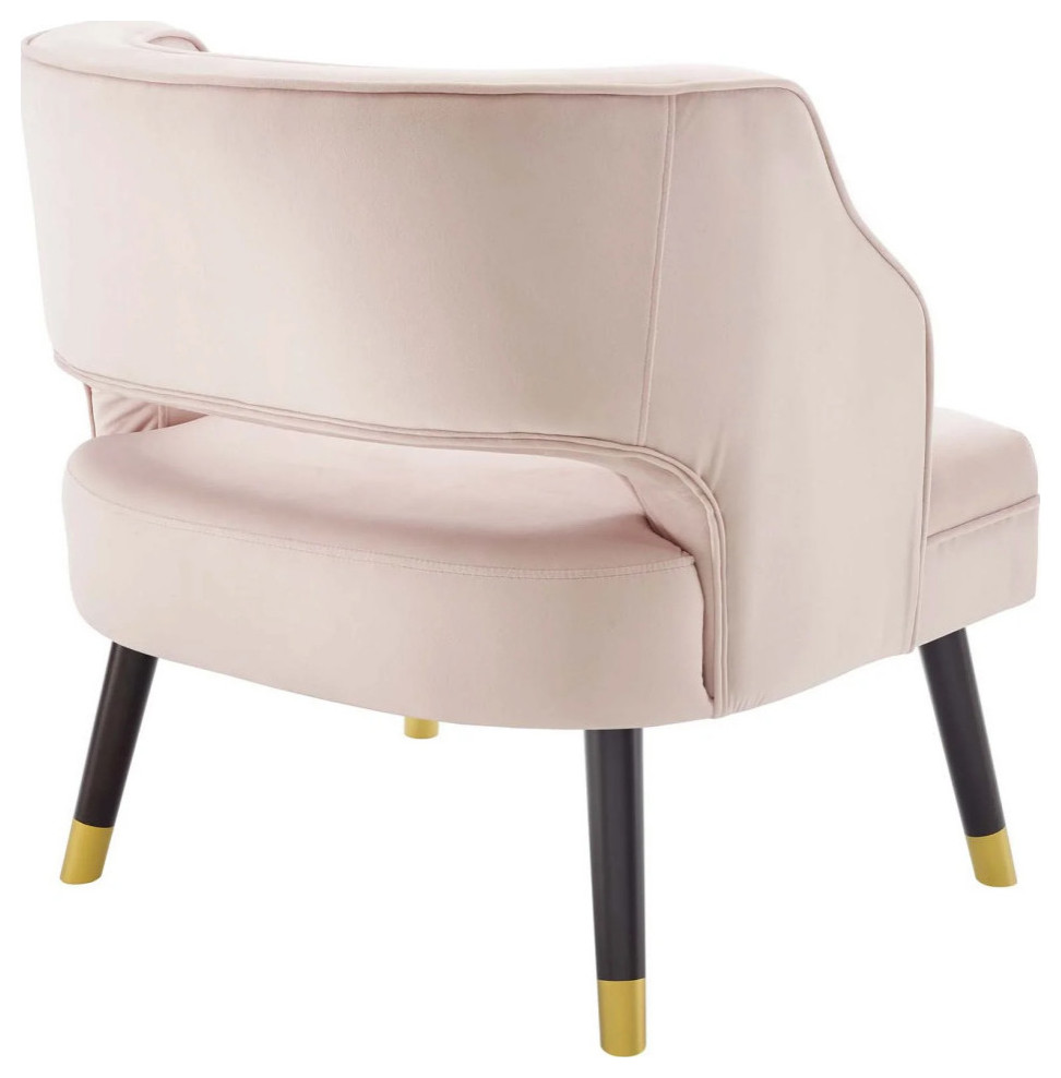 Finn Pink Button Tufted Open Back Performance Velvet Armchair   Midcentury   Armchairs And Accent Chairs   by V.S.D Furniture  Houzz