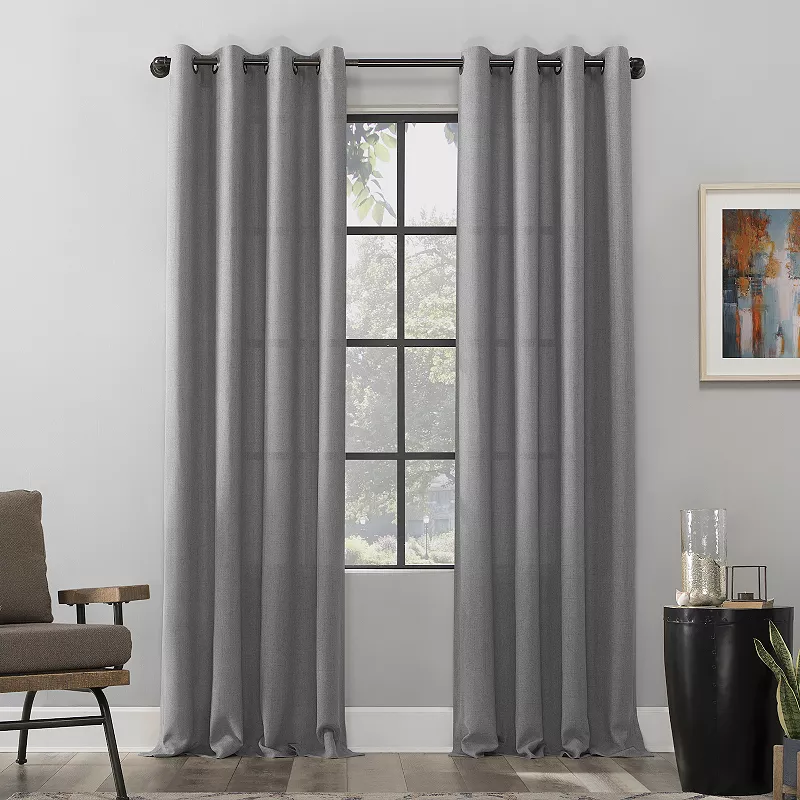 Scott Living Dari Heathered Texture Semi-Sheer Grommet 1-panel Window Curtain