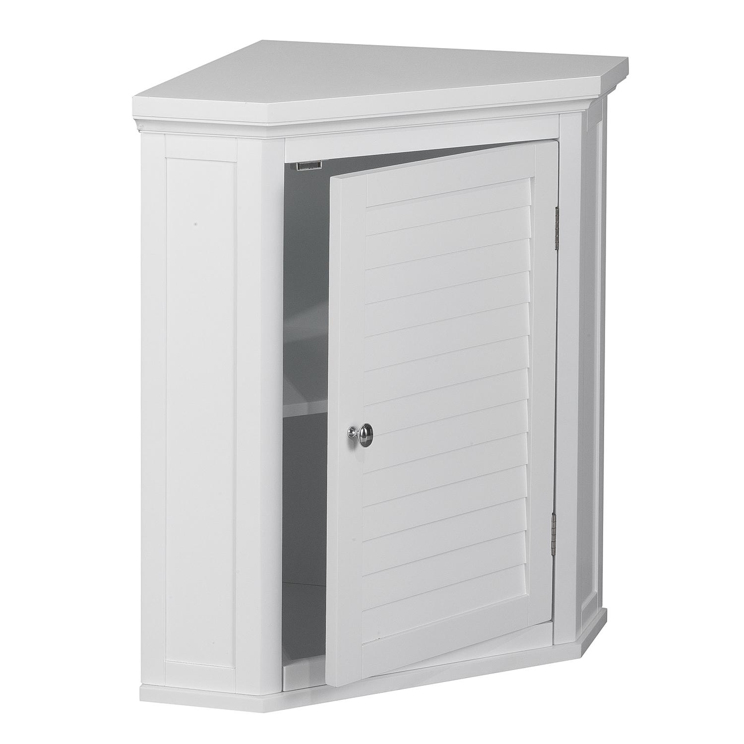 Teamson Home Glancy One Shutter Door Wooden Removable Corner Wall Cabinet， White