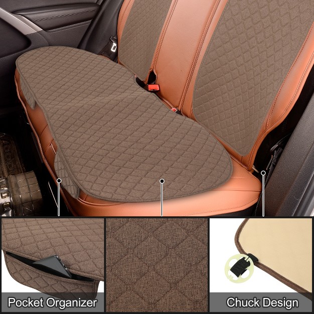 Unique Bargains Universal Car Seat Covers Protector Set Rear Seat Pad Mat Rear Bench Cover Breathable Flax Fiber Brown