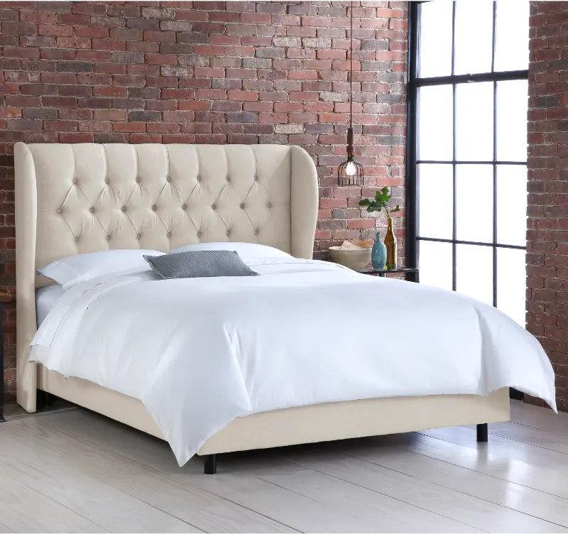 Izzy Cream Sloped Wingback Twin Bed - Skyline Furniture