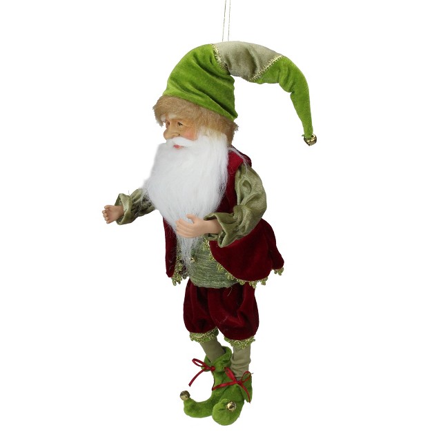 Red And Green Poseable Whimsical Elf Christmas Figurine