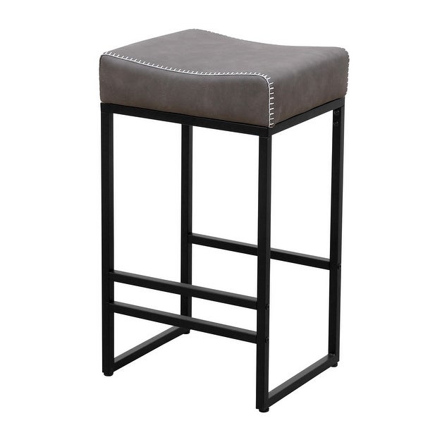 Backless Set of 2 Counter Height Barstools PU Leather Bar Stool