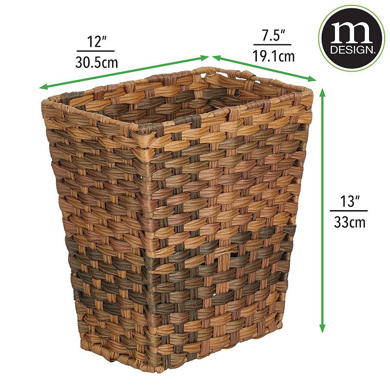 mDesign Woven Rectangle Decorative Garbage Wastebasket Trash Bin