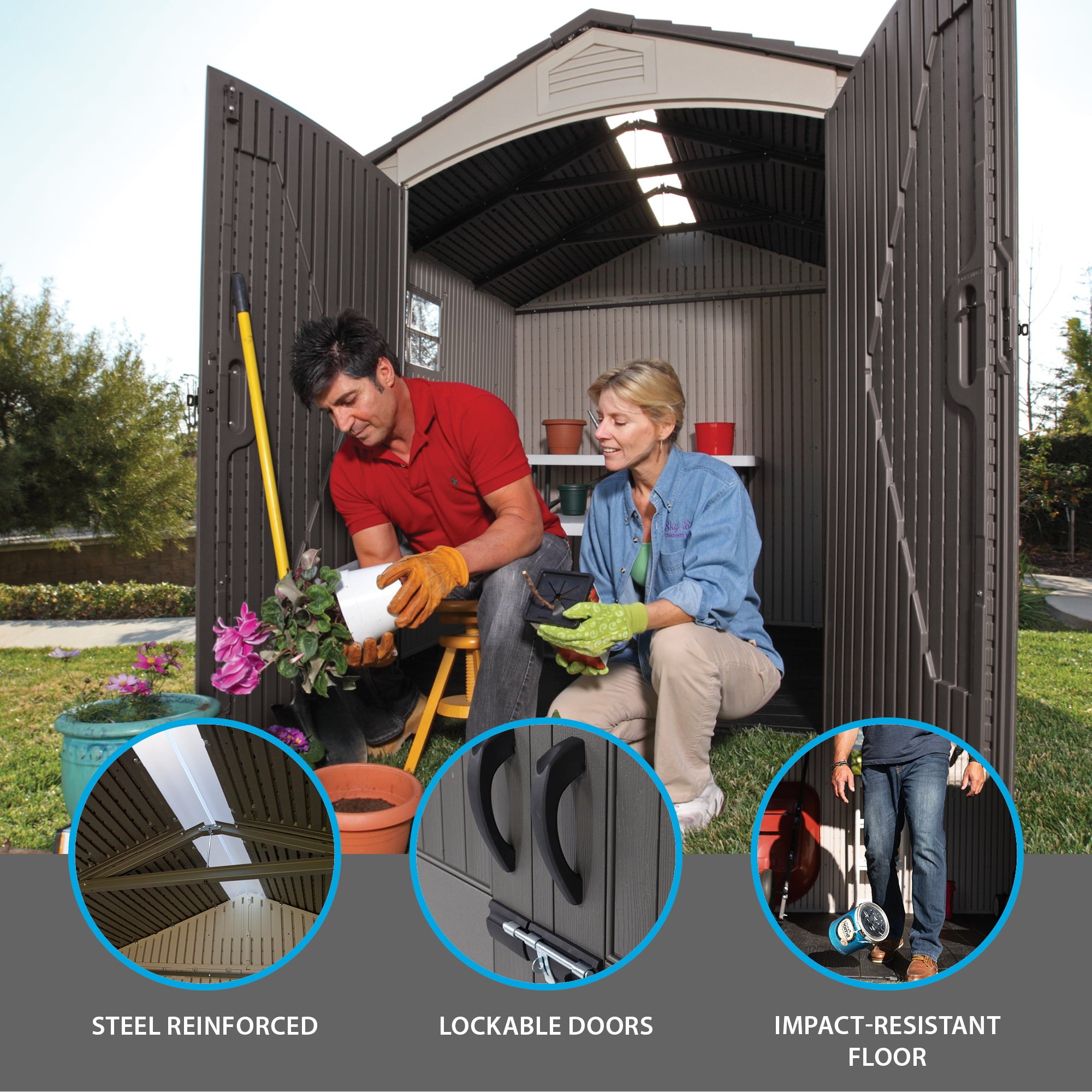 Lifetime 7 ft. x 7 ft. Outdoor Plastic Storage Shed, 60042