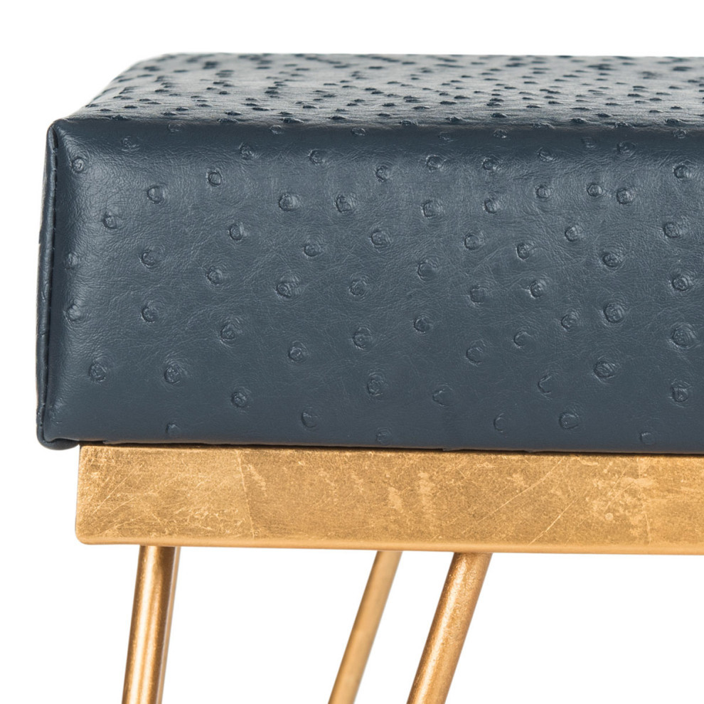 Nina Faux Ostrich Square Bench Navy   Midcentury   Footstools And Ottomans   by V.S.D Furniture  Houzz