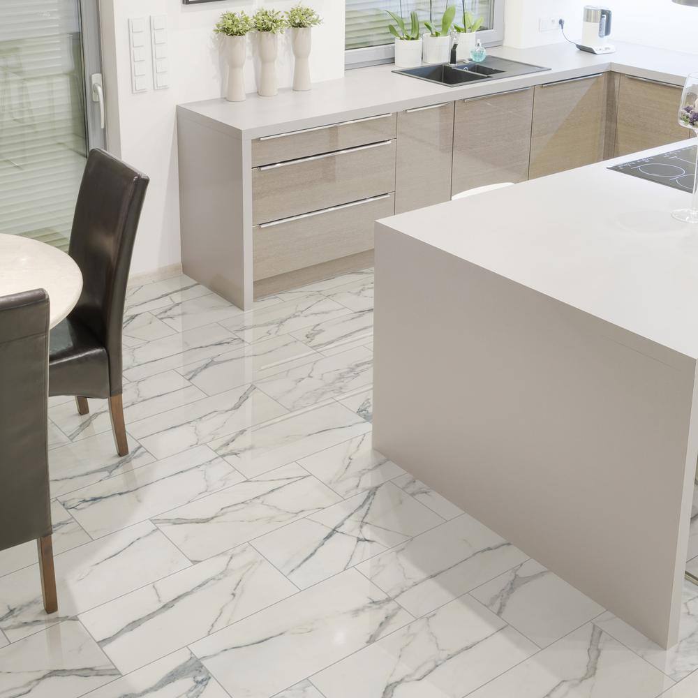 MSI Carrara Azul 12 in. x 24 in. Polished Porcelain Floor and Wall Tile (16 sq. ft.Case) NCARAZU1224-NC