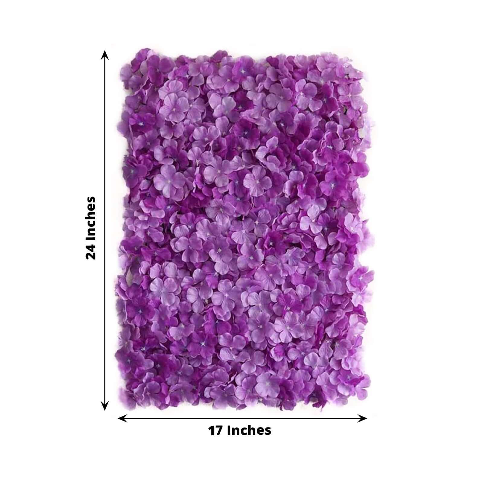 Purple UV Protected Hydrangea Flower Wall Mat Backdrop 4 Artificial Panels 11 Sq ft.