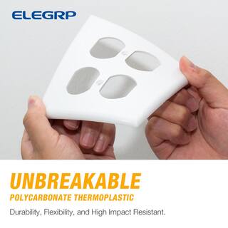 ELEGRP 2 Gang Midsize Duplex Outlet Wall Plate White (10-Pack) 3022M-WH10