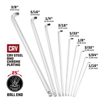 Powerbuilt 9-Piece SAE Stubby Long Arm Hex Key Wrench Set 240099