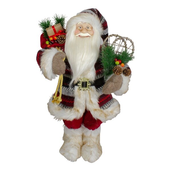 18 Standing Santa Christmas Figure with Snow Shoes and Fur Boots