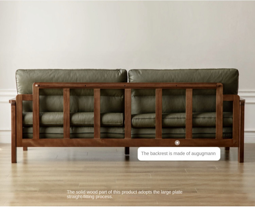 North American Black Walnut Solid Wood Light Luxury Leather Sofa   Transitional   Sofas   by GVAwood  Houzz